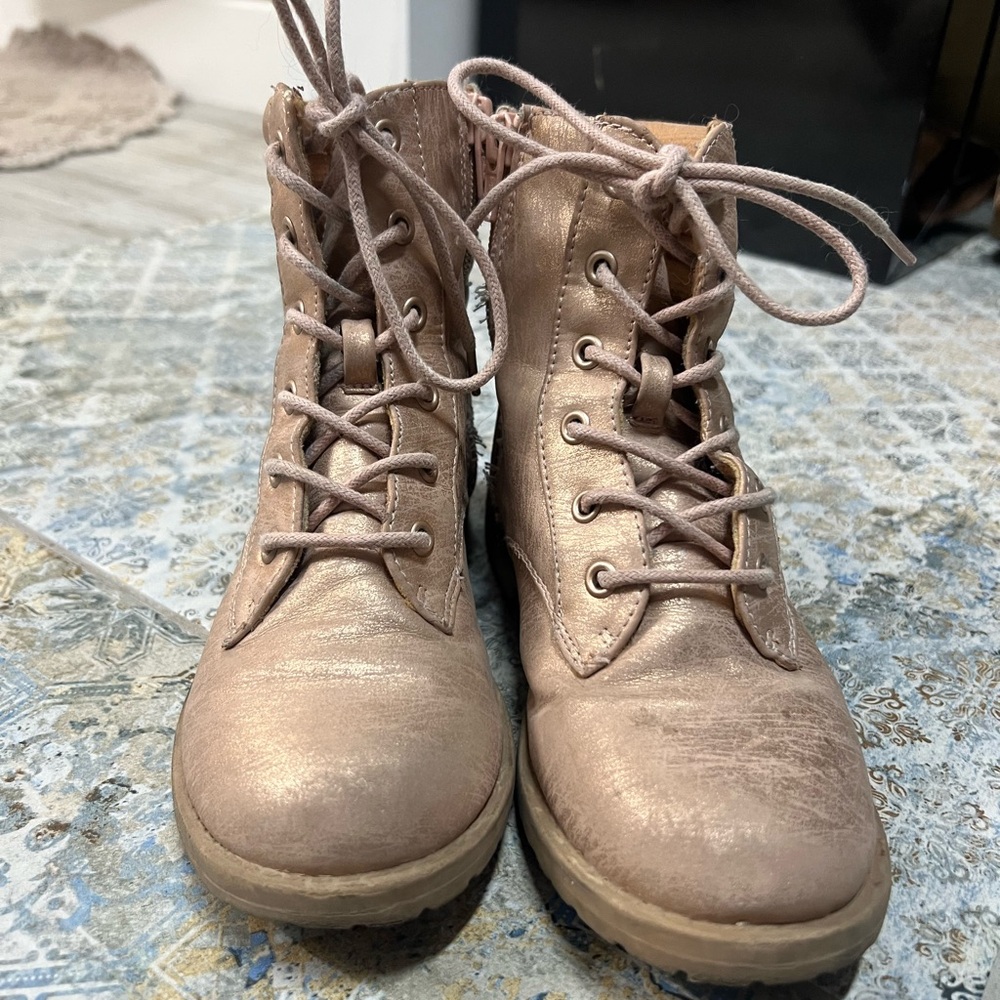 The Children's Place Metallic Pink Combat Kids Boots